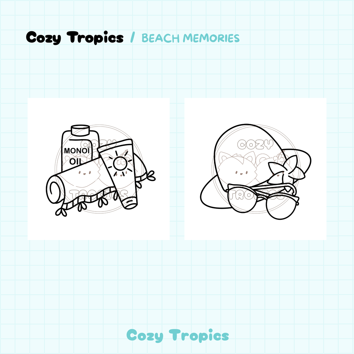 TELECHARGEMENT · Coloriages Objets de plage tropicale