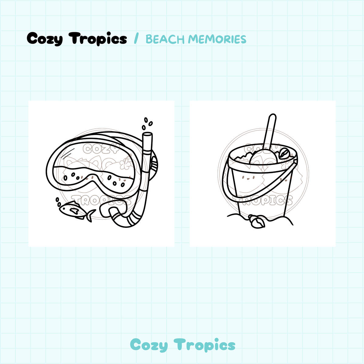 TELECHARGEMENT · Coloriages Objets de plage tropicale