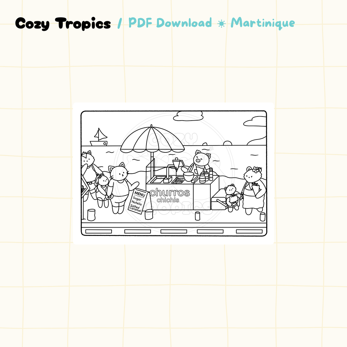 DOWNLOAD · Martinique Beach Scene Coloring Pages