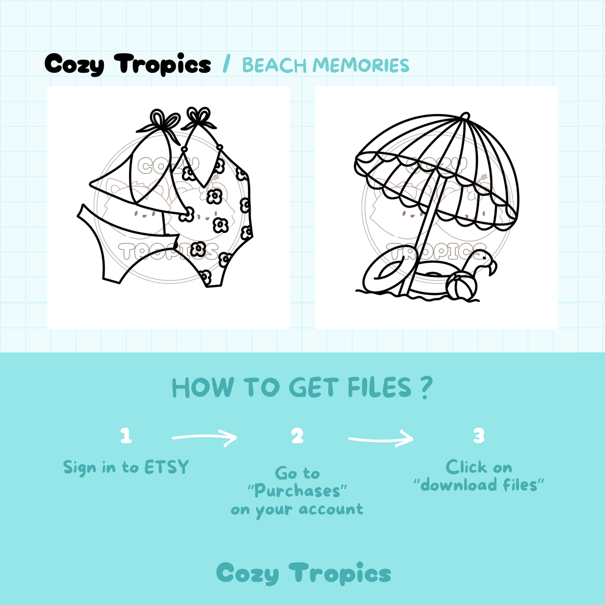 TELECHARGEMENT · Coloriages Objets de plage tropicale