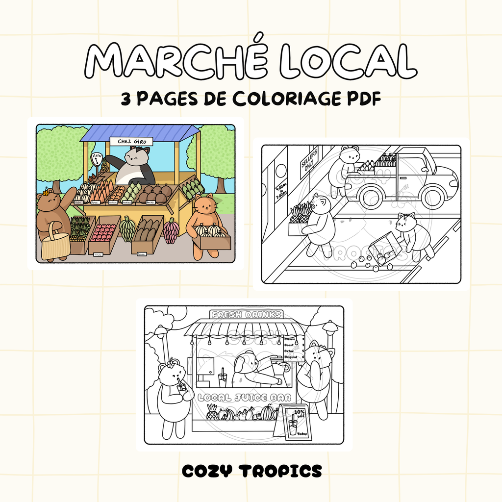 TELECHARGEMENT · Coloriages Scène de marché caraïbe