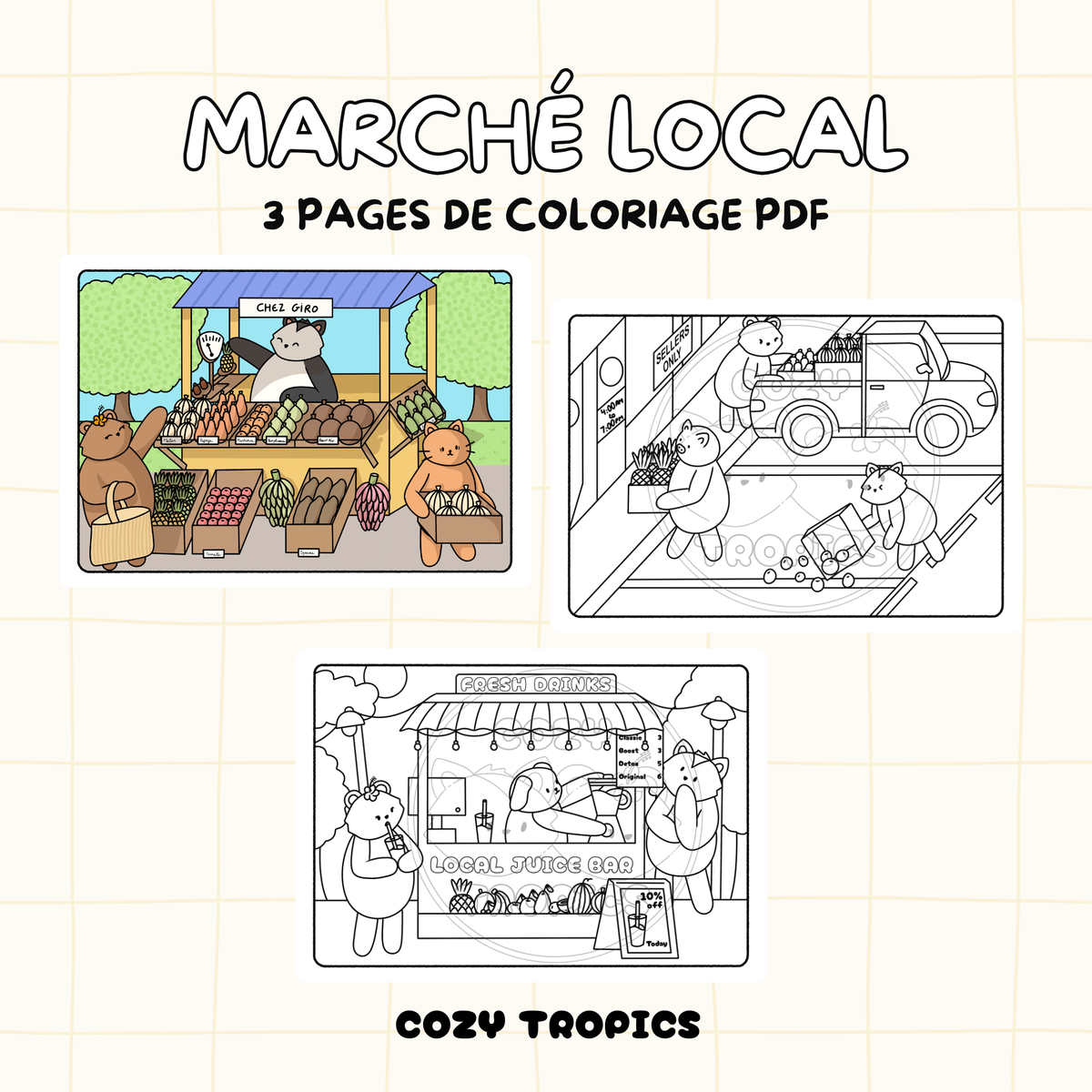 DOWNLOAD · Caribbean Market Scene Coloring Pages