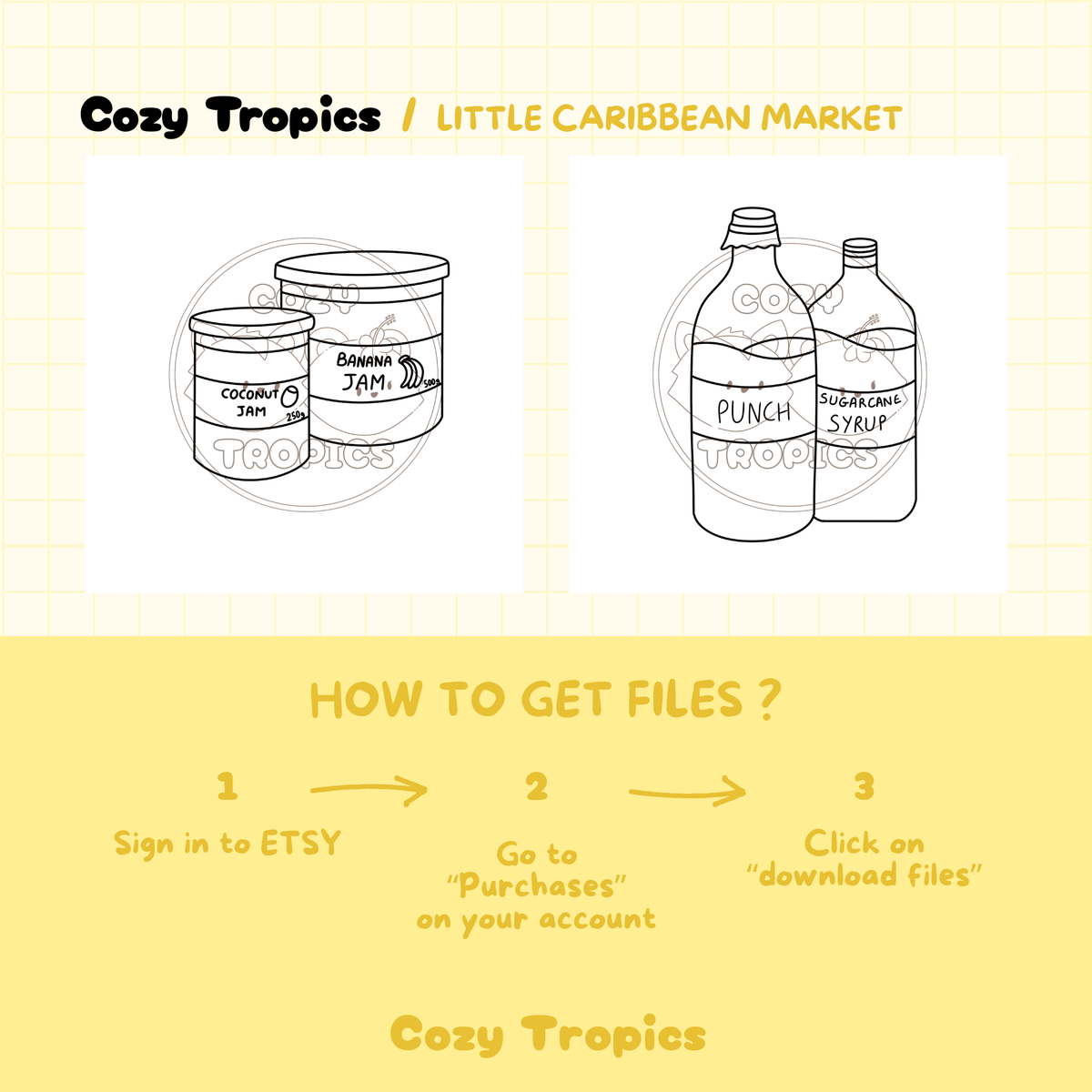 TELECHARGEMENT · Coloriages Objets du marché caraïbe