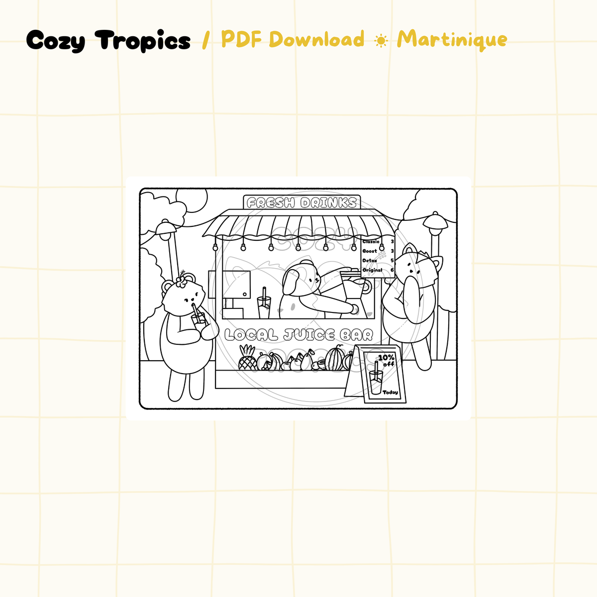 DOWNLOAD · Caribbean Market Scene Coloring Pages