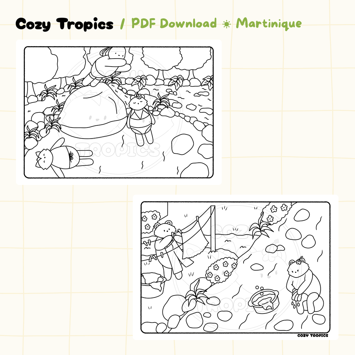 pages pack de coloriage - Dimanche à la rivière