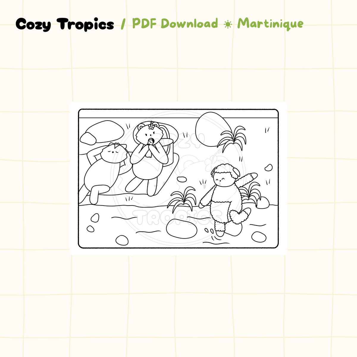 page pack de coloriage cozy - Dimanche à la rivière