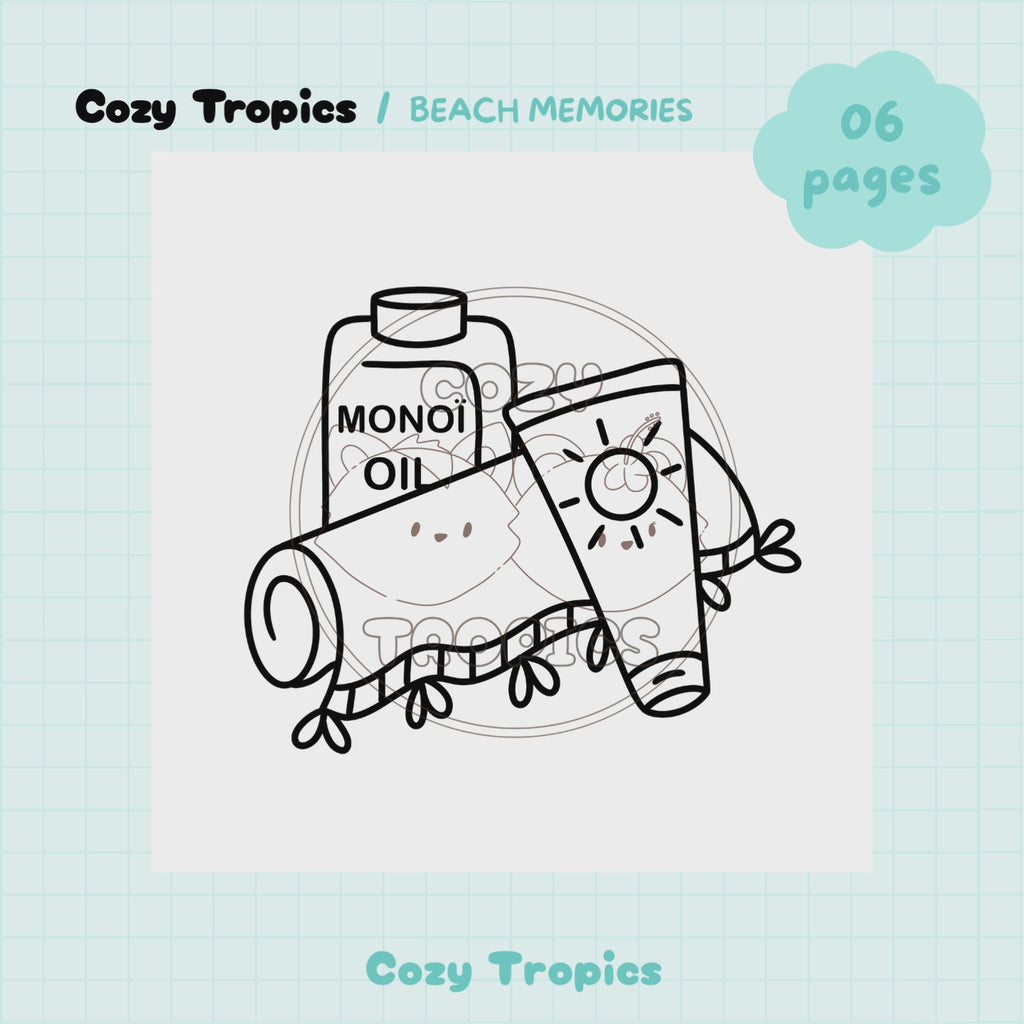 TELECHARGEMENT · Coloriages Objets de plage tropicale