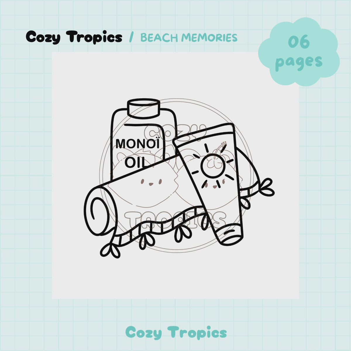 TELECHARGEMENT · Coloriages Objets de plage tropicale